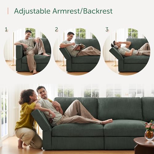 Beige Corduroy Modular Sectional Sofa with Storage K425