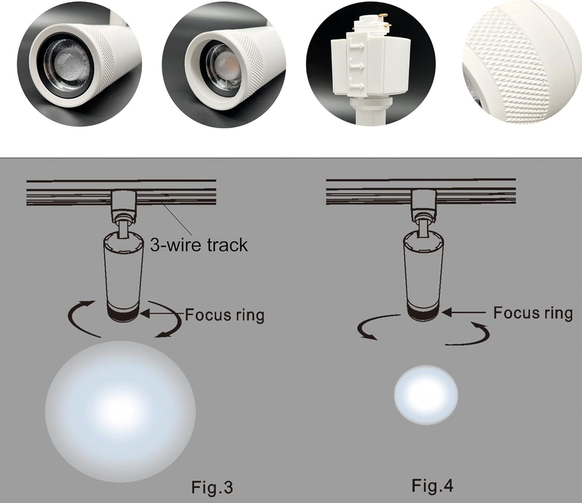 20W Zoom Dimmable LED Track Light Head Black 4000k N91065