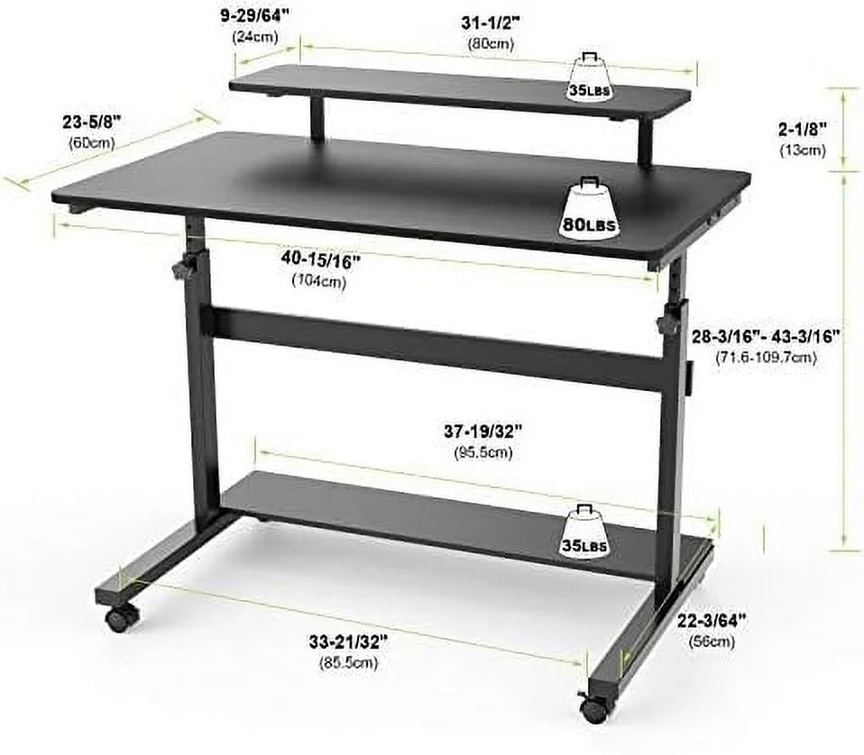 Height Adjustable Standing Desk with Monitor Shelf Black C720