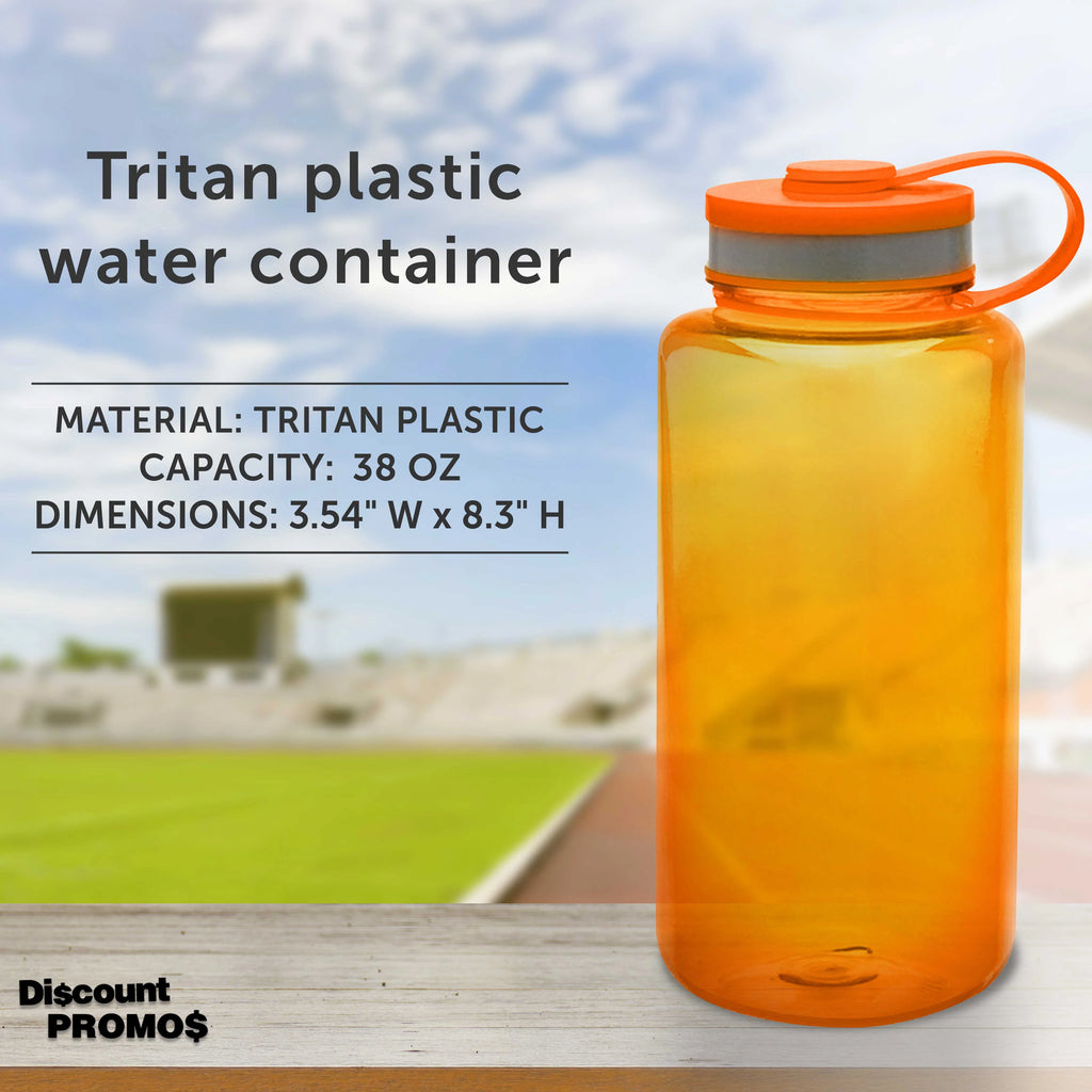 Plastic Sports Water Bottles with Flip Lid 38 oz. Set of 10 F2811
