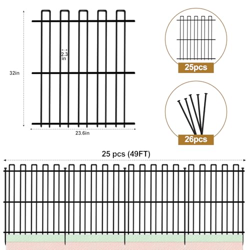 No Dig Animal Barrier Fence, 13in x 37ft Rustproof Metal Garden Edging Y3980
