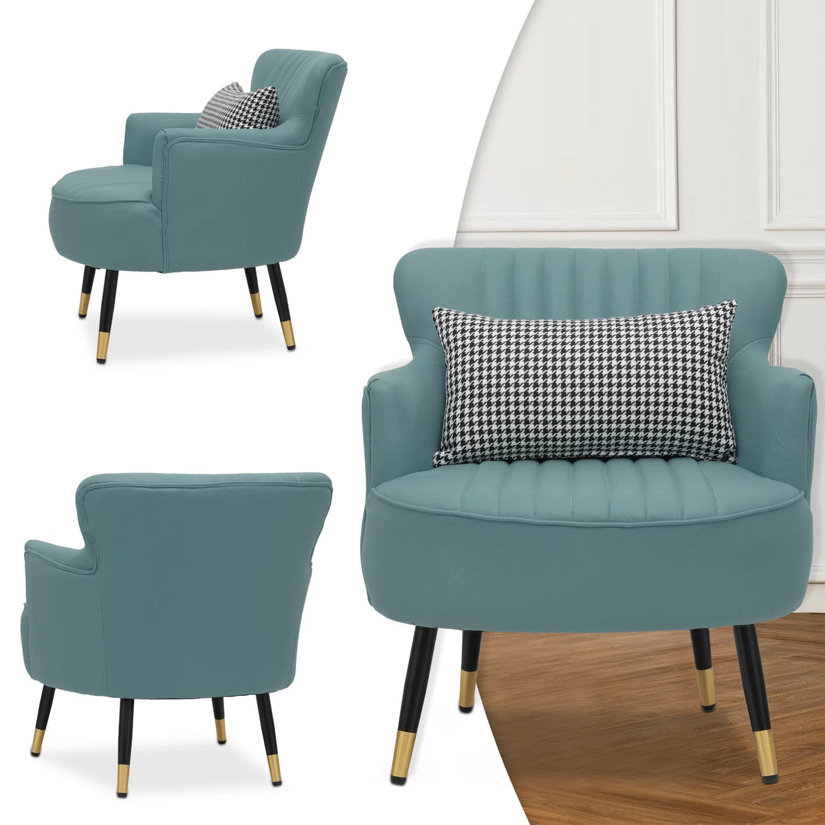 Cadet Blue Upholstered Accent Chair with Pillow N435722
