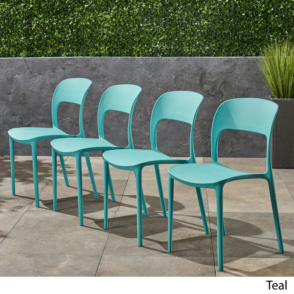 Plastic Stacking Dining Chairs Set of 4 D36823
