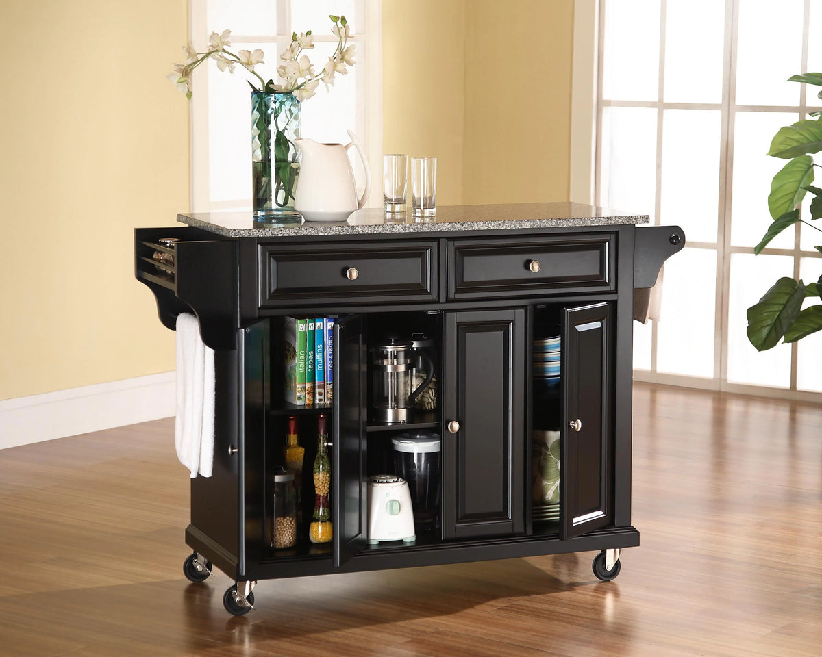 Black/Gray Stainless Steel Wood Kitchen Cart T82905