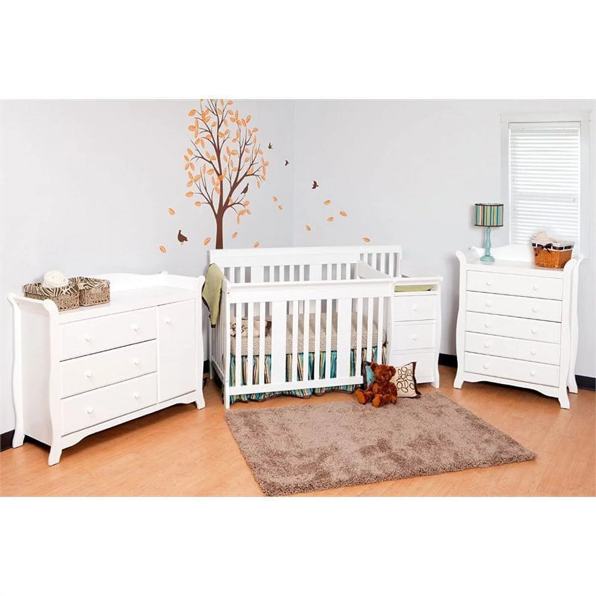 4-in-1 Convertible Crib and Changing Table Set in White R8142