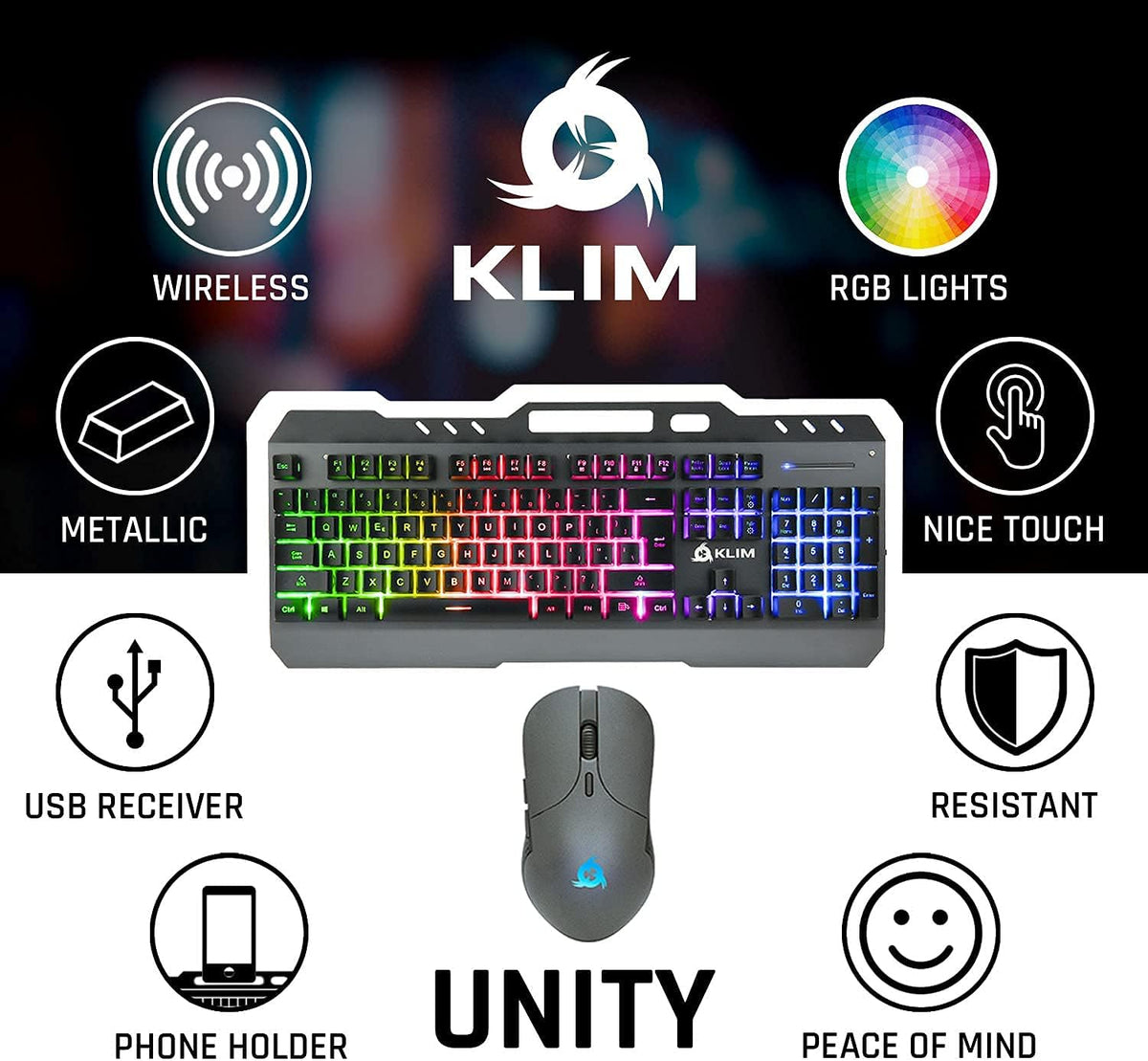 Wireless Keyboard and Mouse Set with Backlit Gaming Keyboard X431