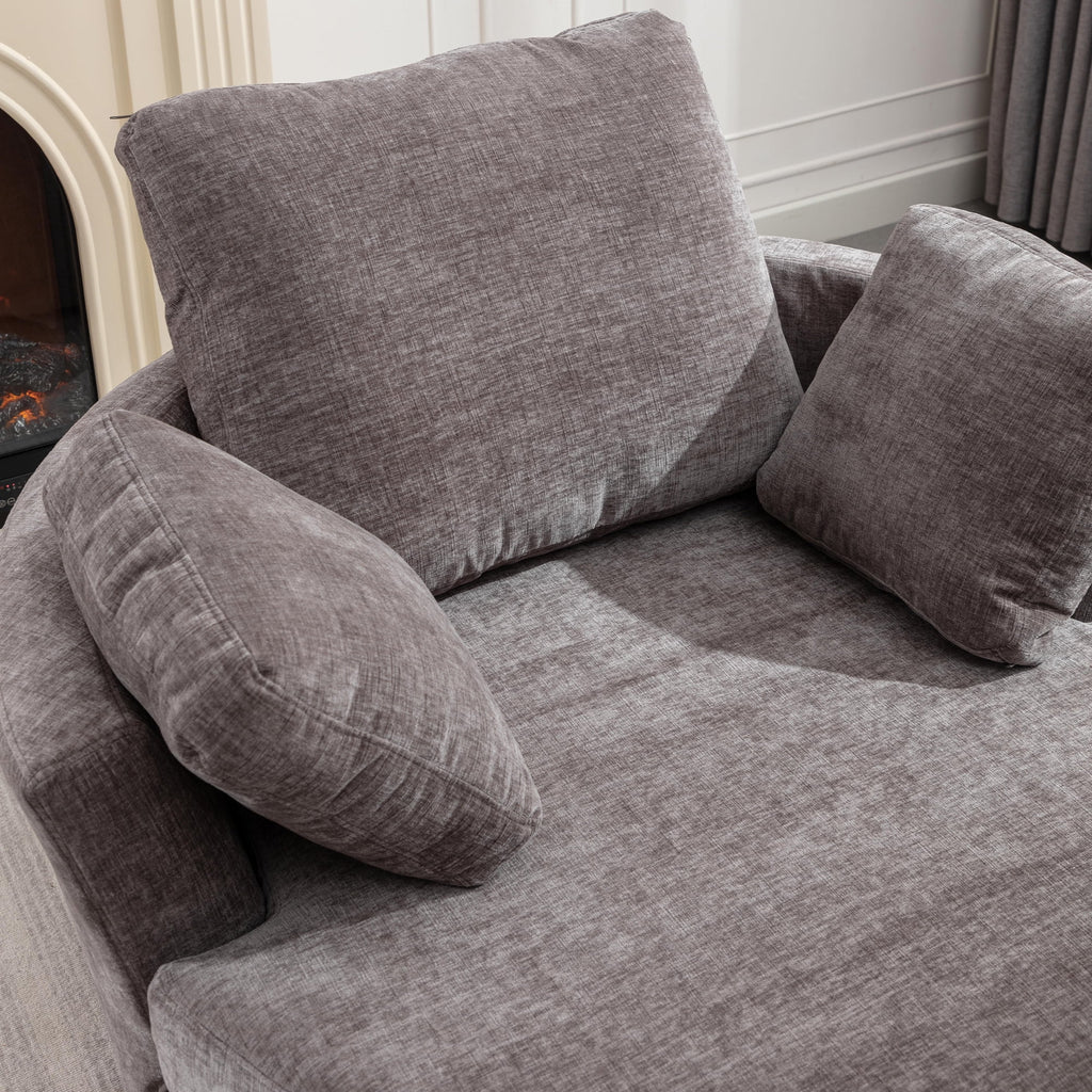 Oversized Round Swivel Accent Chair with 3 Pillows M14959