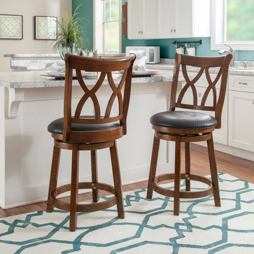 Rustic Oak Swivel Counter Stool H6267