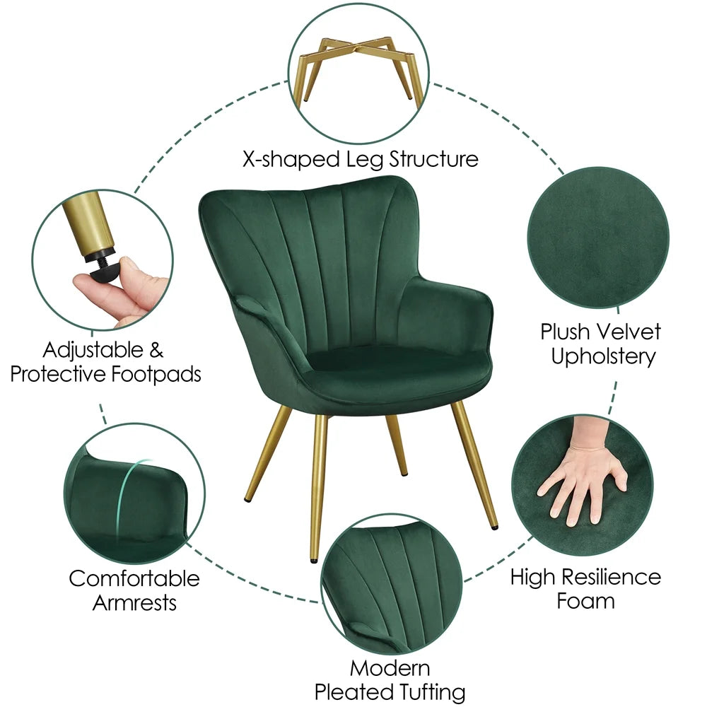 Green Velvet Upholstered Accent Chair H36320