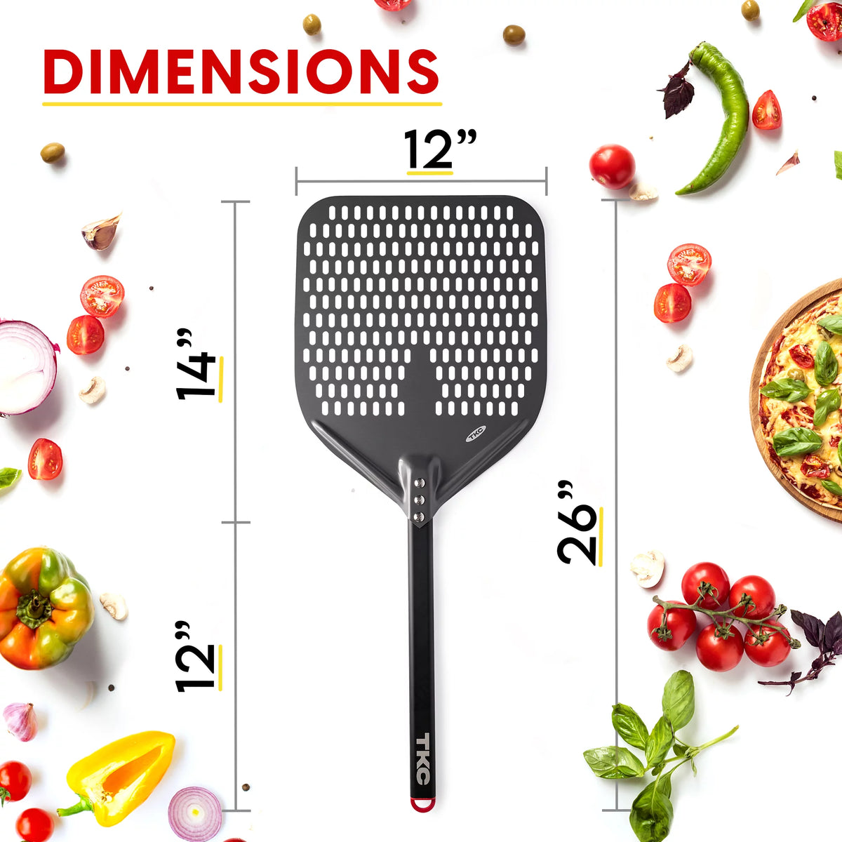 12 inch Perforated Aluminum Pizza Peel Y271156