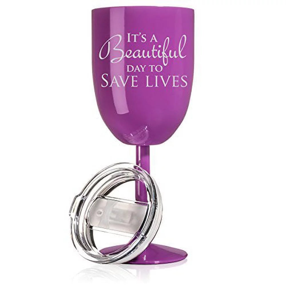 14 oz Double Wall Vacuum Insulated Stainless Steel Wine Tumbler with Lid L999590