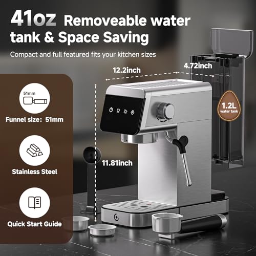 Espresso Coffee Machine 20Bar Pressure Compact Latte Machine I4161