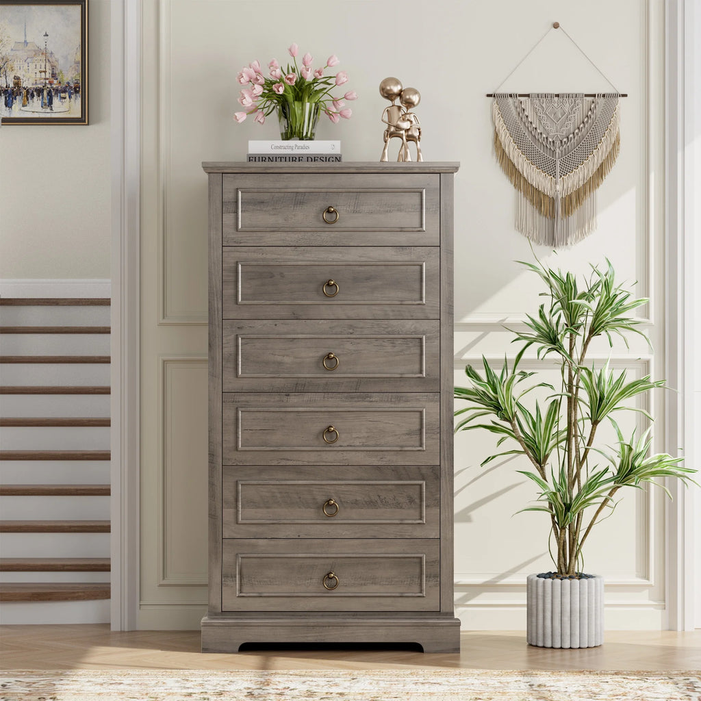 6 Drawer Tall Wood Dresser L367