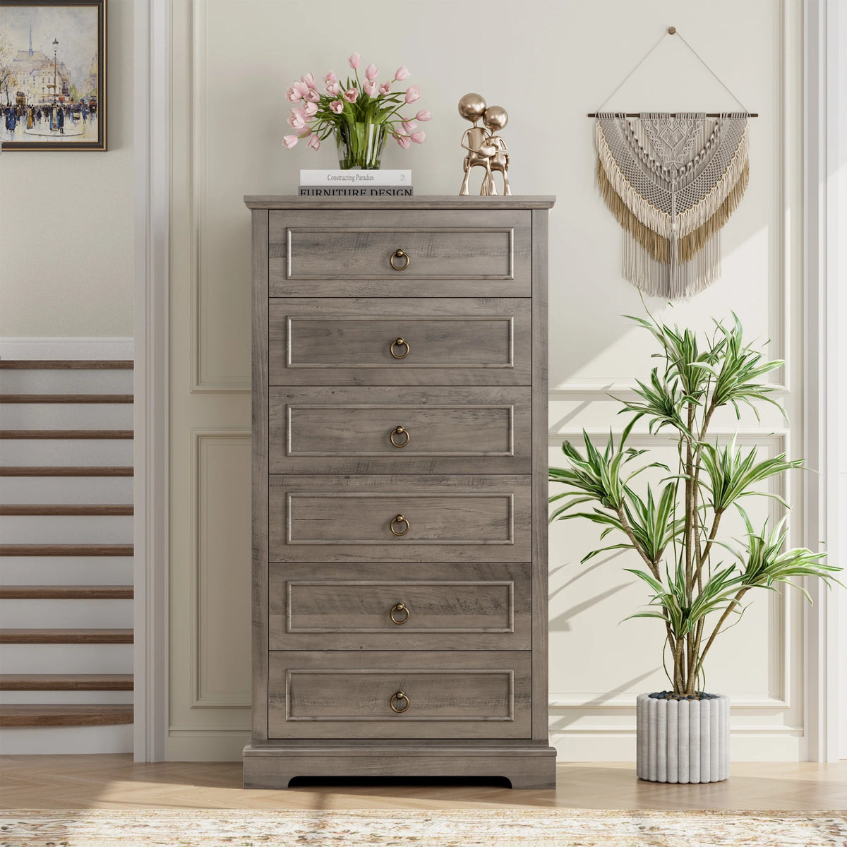6 Drawer Tall Wood Dresser L367
