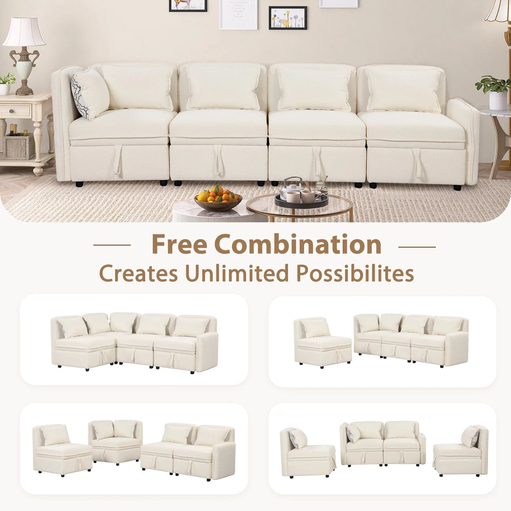 Oversized Chenille Sectional Sofa with Storage S465570