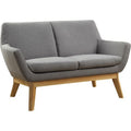 Upholstered Loveseat with Wood Leg, Gray A849