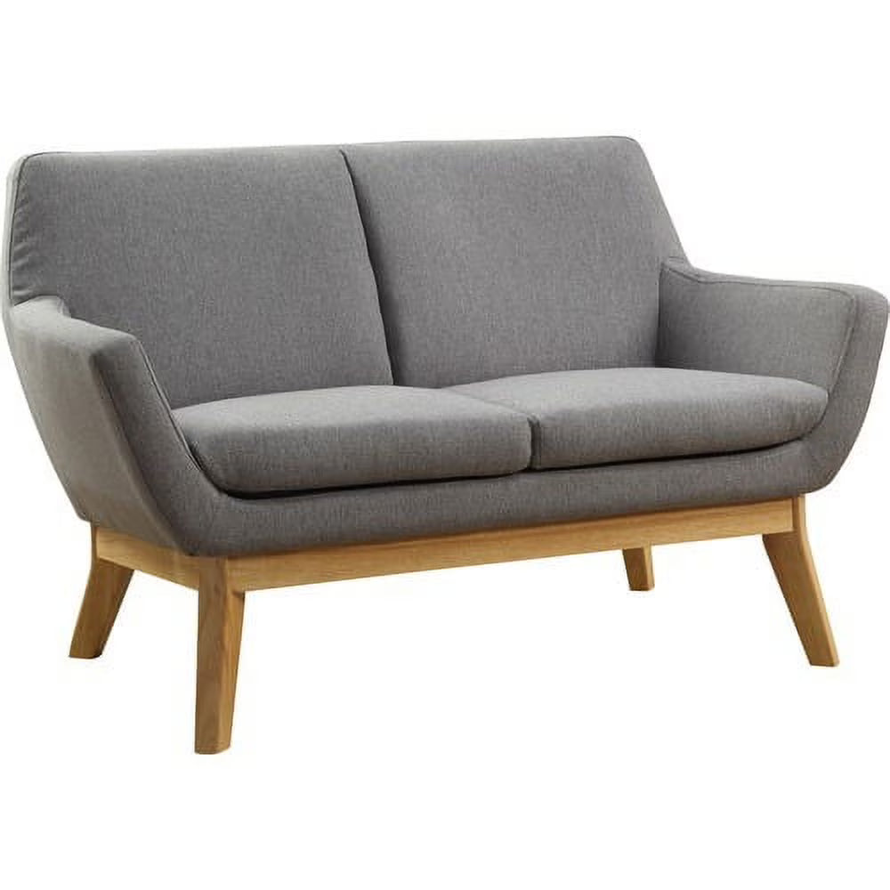 Upholstered Loveseat with Wood Leg, Gray A849