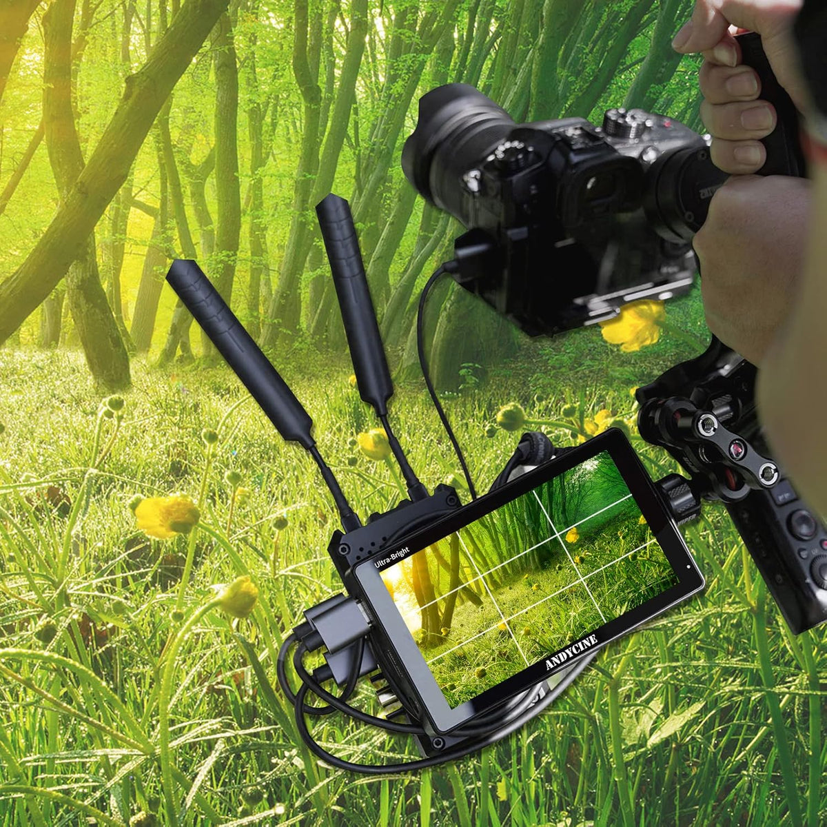 5.5 Inch 3000nit Touch Screen On-Camera Field Monitor with F970 External Power 4K HDMI Input Output G385