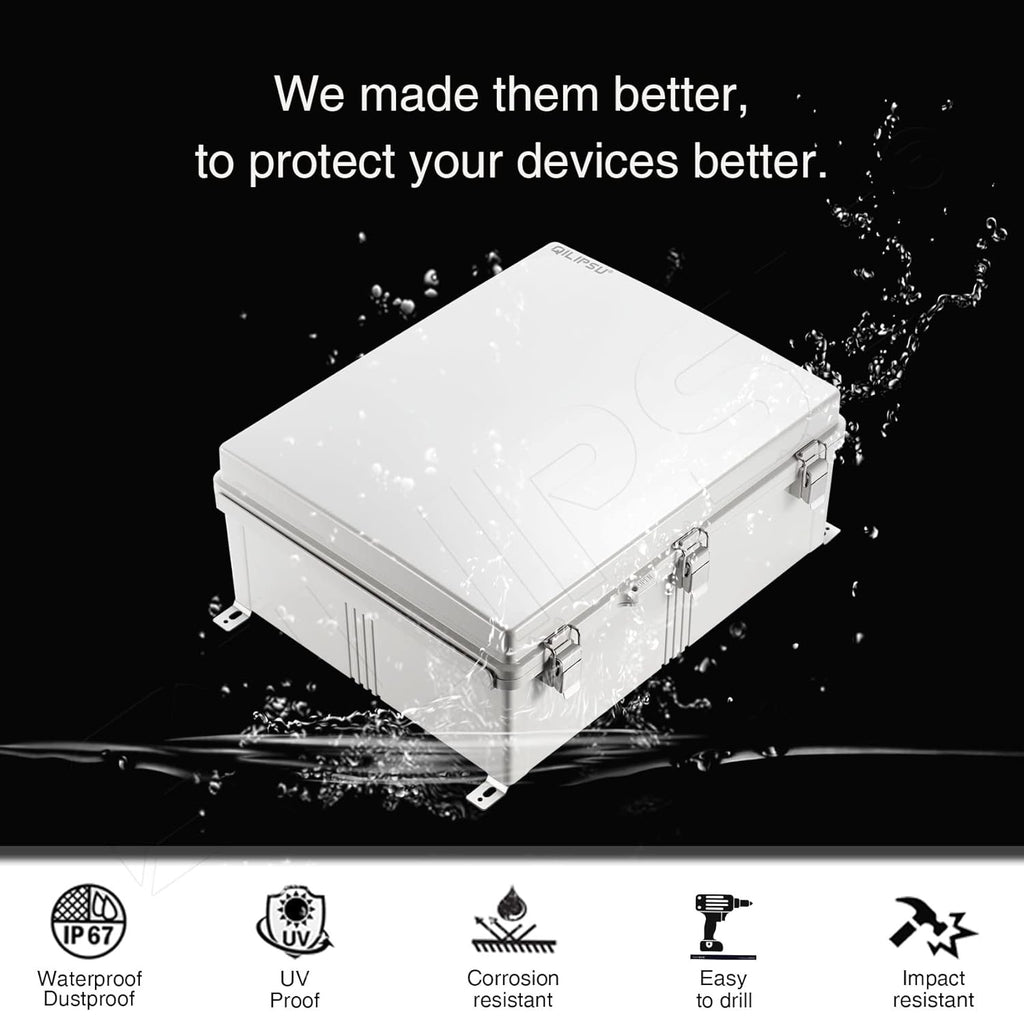 Junction Box with Mounting Plate, IP67 Waterproof ABS Plastic Grey G113