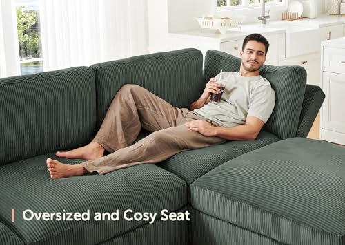 Beige Corduroy Modular Sectional Sofa with Storage K425