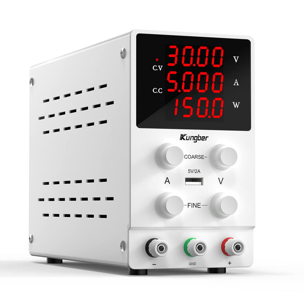 DC Power Supply Variable, 30V 10A Adjustable Switching Regulated Bench Power Supply with 4-Digits LED Display, USB Output, Alligator Leads Pack of 2 Z795981