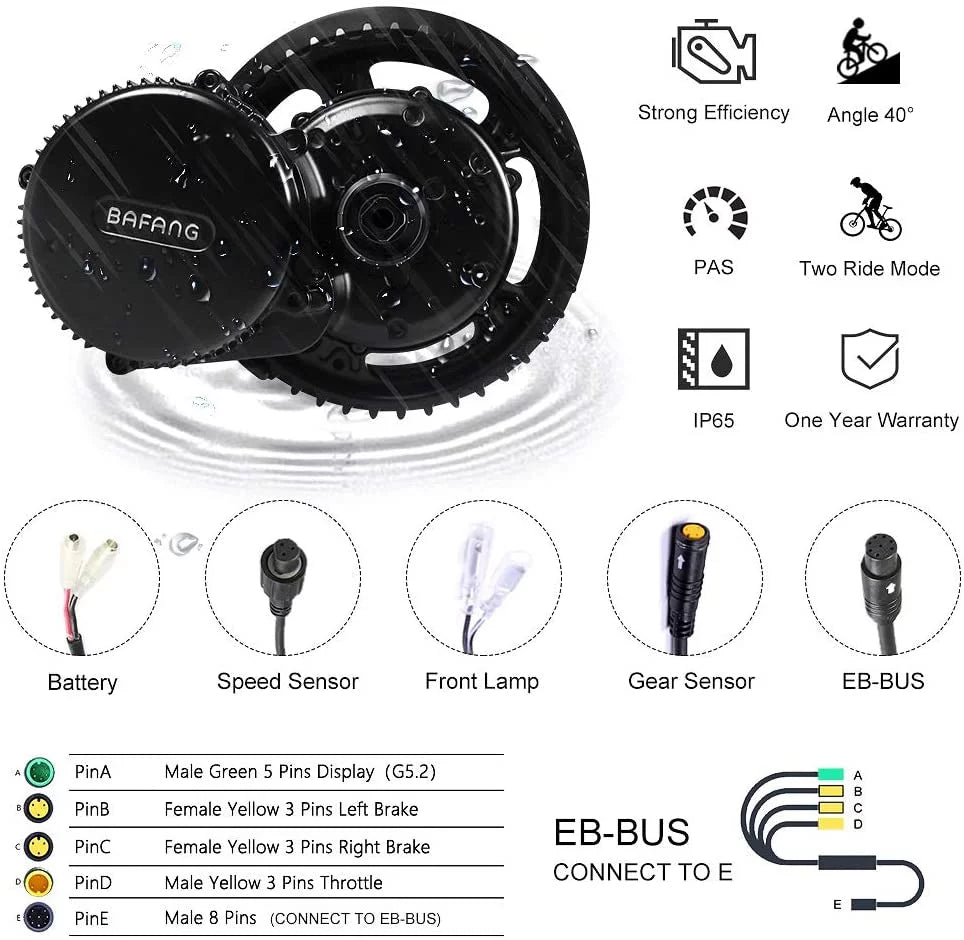 48V 750W Mid Drive Electric Bike Motor Conversion Kit with Optional Battery D97232