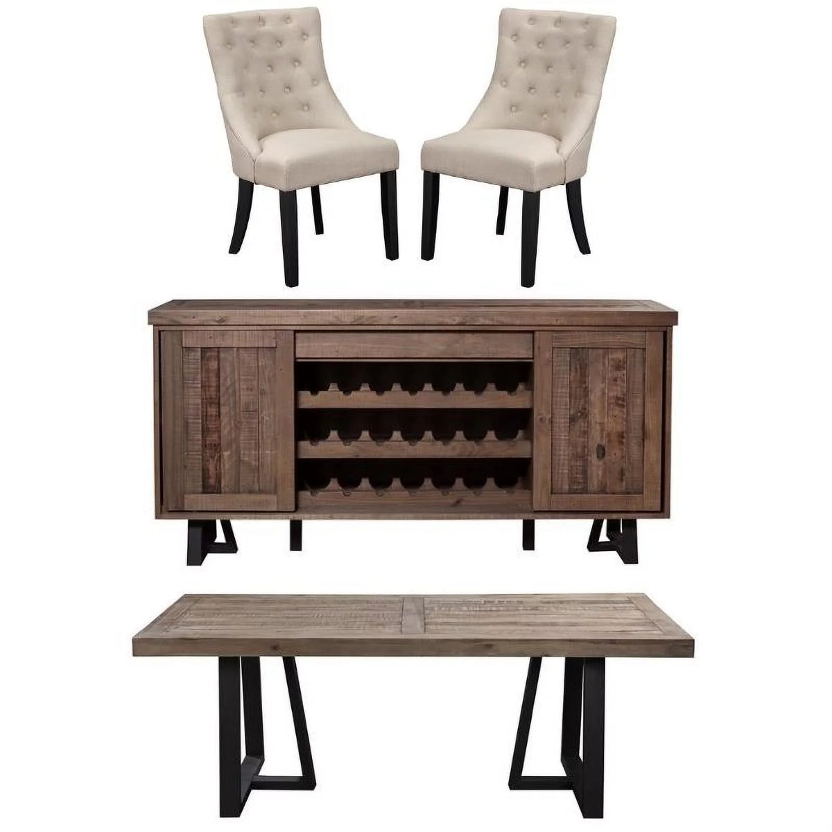 4 Piece Dining Table Side Chairs Sideboard Set S462