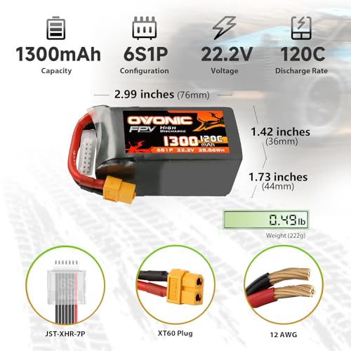 6s 120C 1600mAh 22.2V Lipo Battery with XT60 Connector O143522