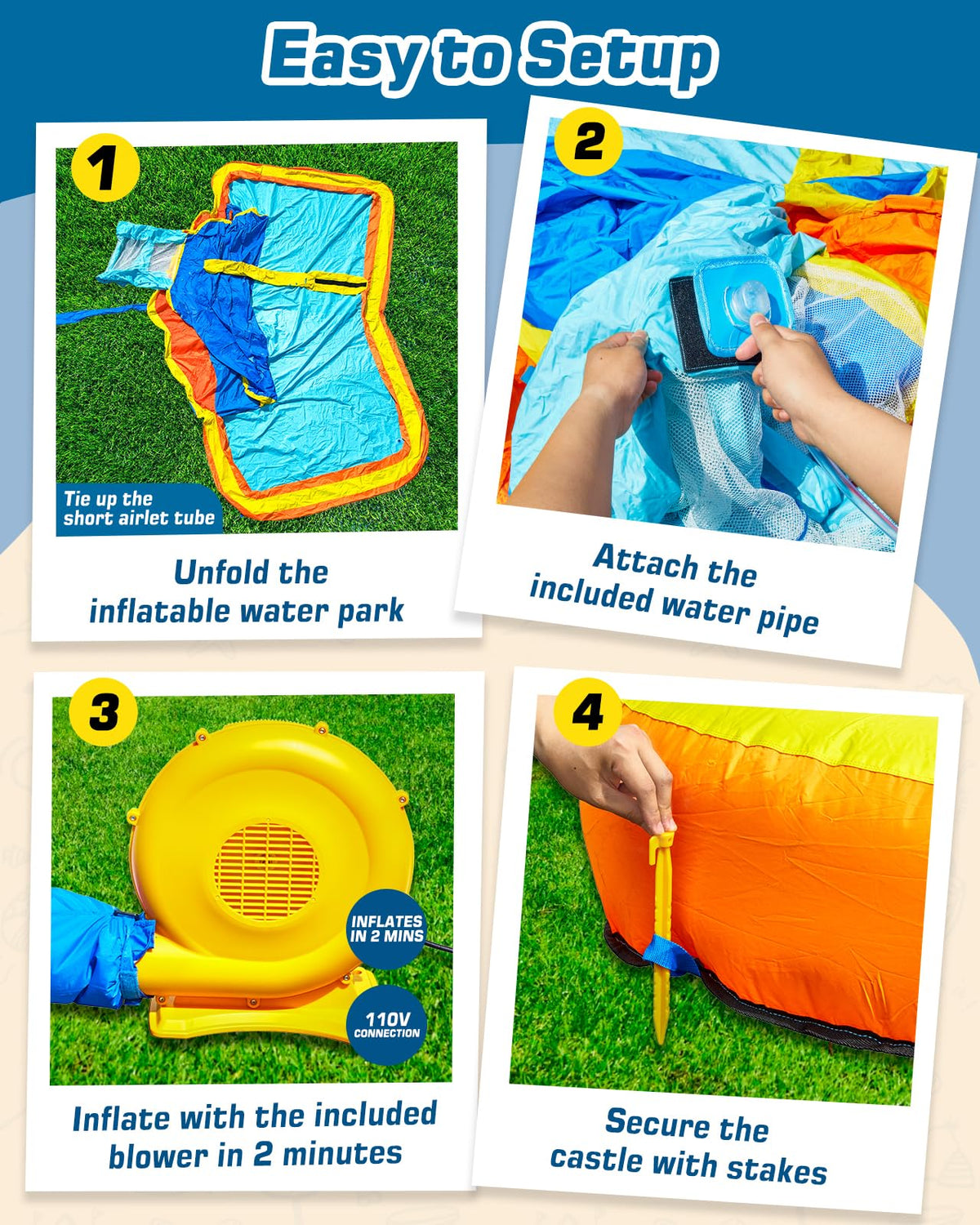 Inflatable Water Slide Park with Spray Pool, Bounce House with Climbing Wall and Blower A566956