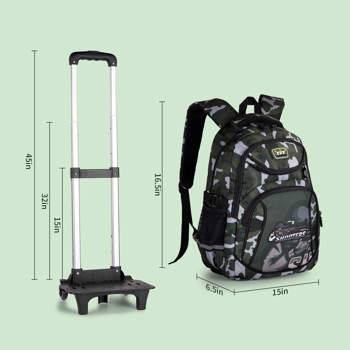 Wheeled Backpack Rolling Daypack Trolley School Bag E344162