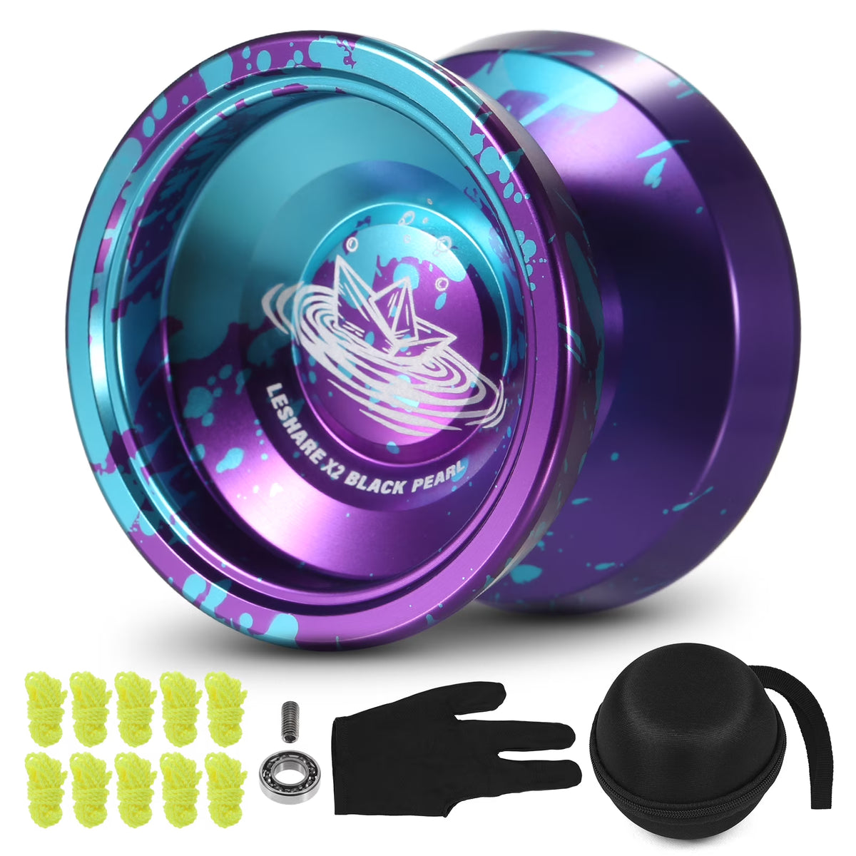 Aluminum Yoyo Ball with Bearing Strings Glove Storage Case D80134