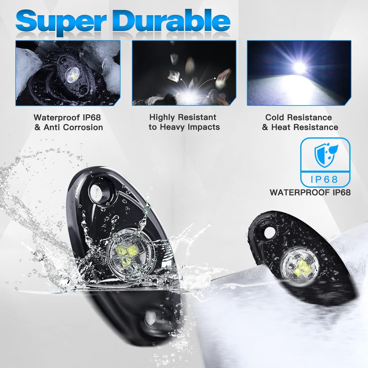 12Pods LED Rock Lights Kit with Switch Wire Harness X396