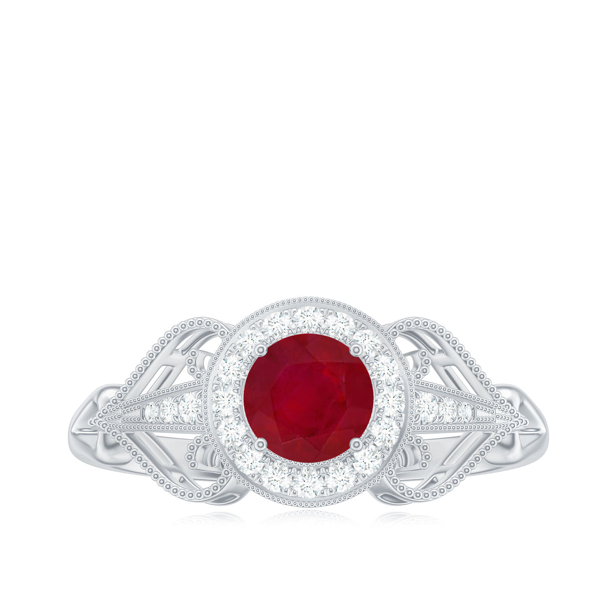 Ruby and Diamond Engagement Ring, 925 Sterling Silver U514