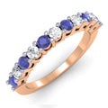 14K Rose Gold White Diamond Blue Sapphire Stackable Wedding Band D39567
