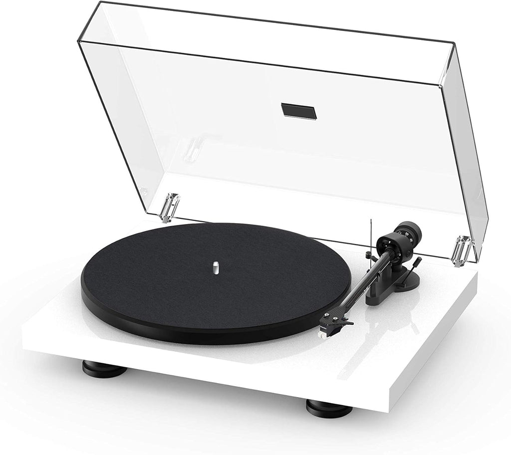 High Gloss White Turntable with Carbon Fiber Tonearm F88876