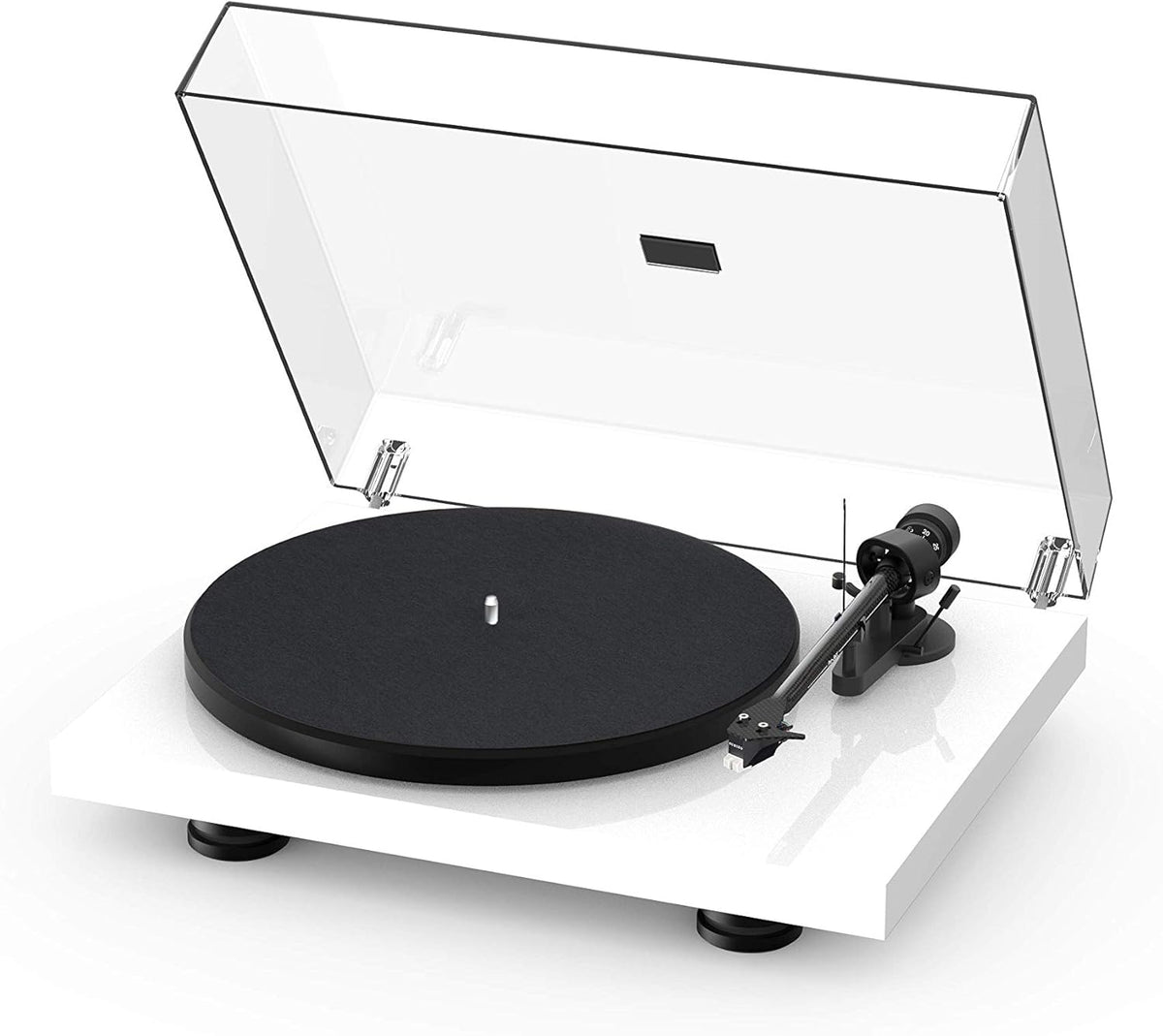 High Gloss White Turntable with Carbon Fiber Tonearm F88876