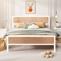 White Full Size Metal Platform Bed Frame with Headboard and Footboard R22251