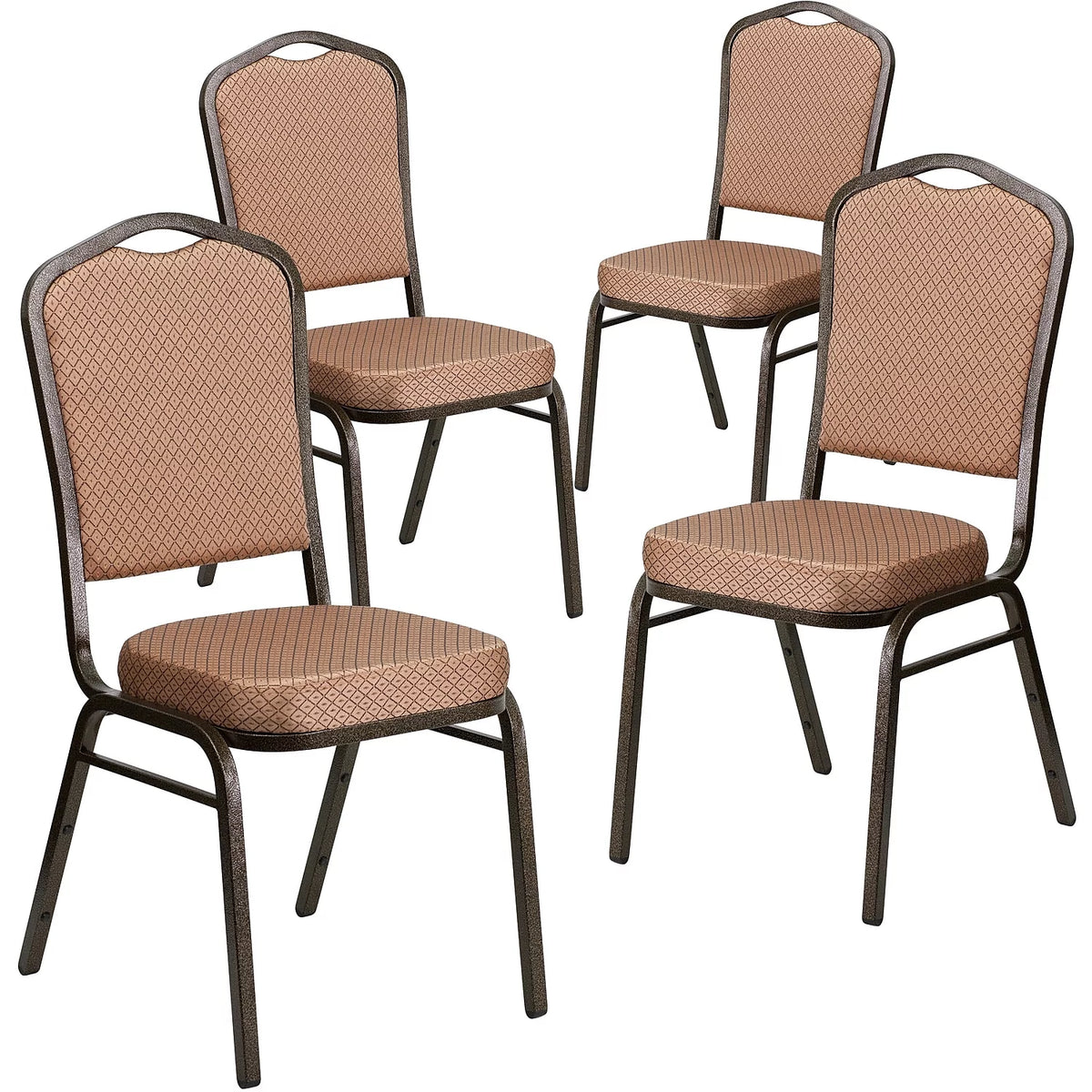 4 Pack Gold Diamond Patterned Fabric Stacking Banquet Chair A60246