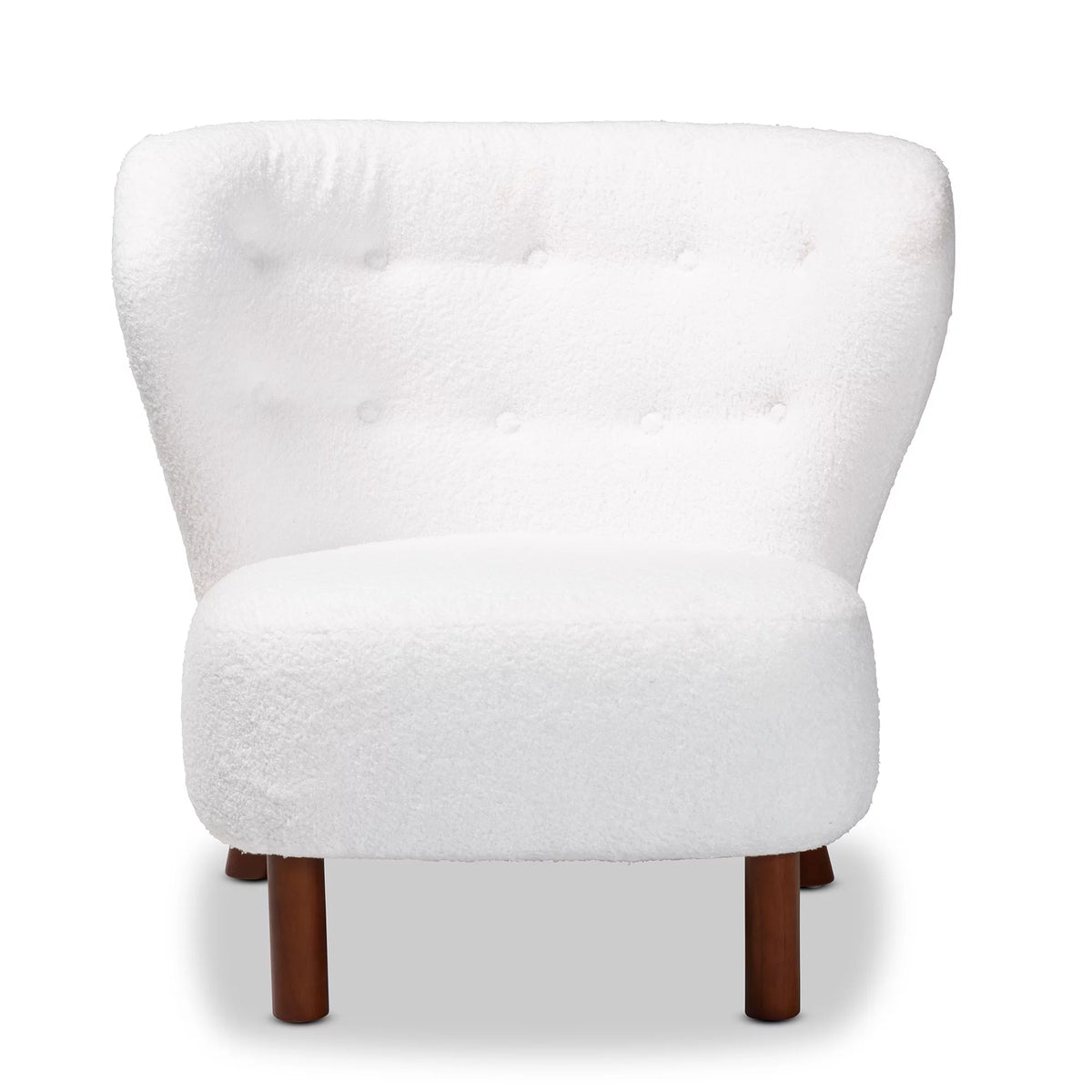 White Boucle Upholstered Wood Accent Chair Z169949