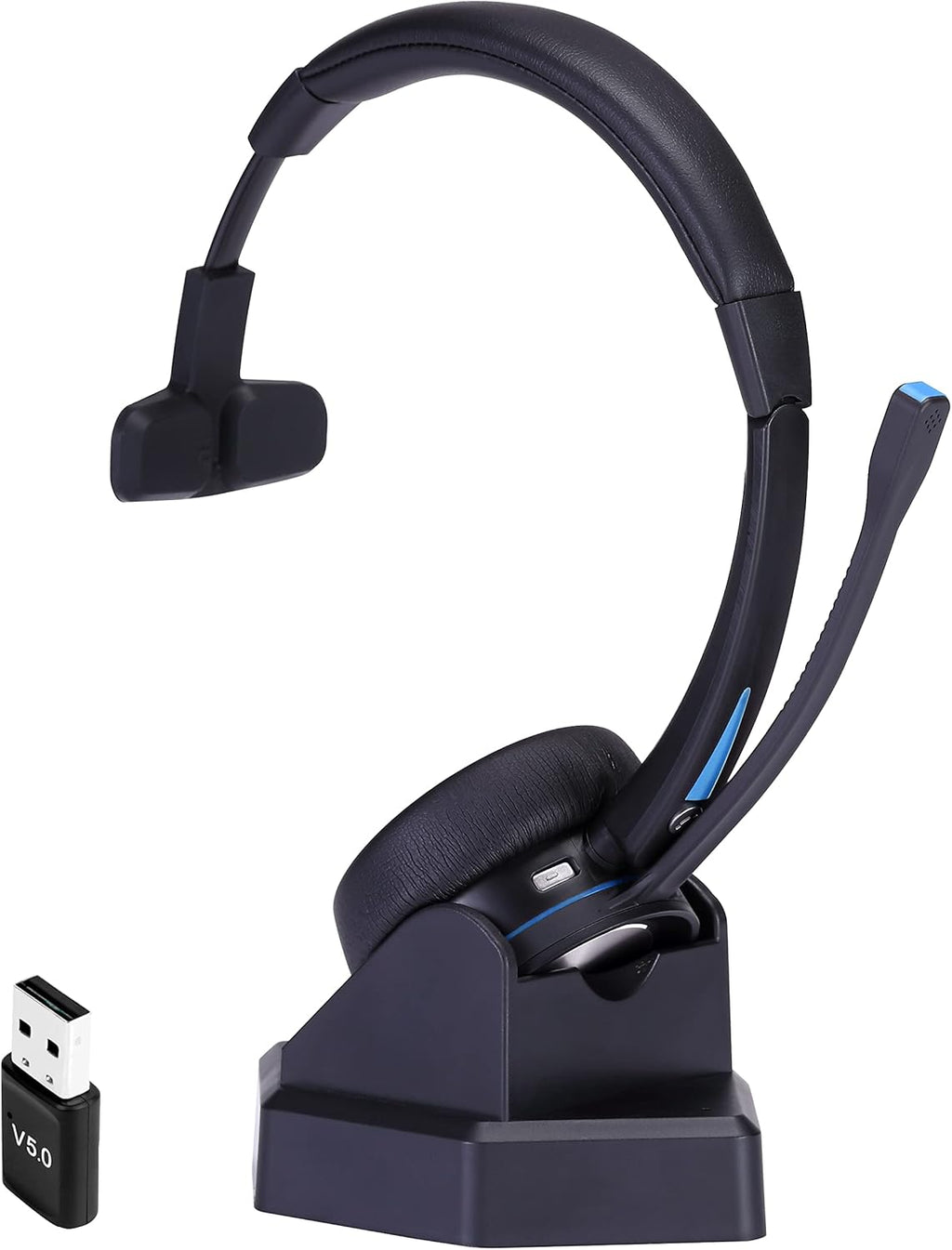 Wireless Bluetooth Headset with Noise Canceling Microphone, HD Speakers and Separate Charging Base, Pack of 2 F47470