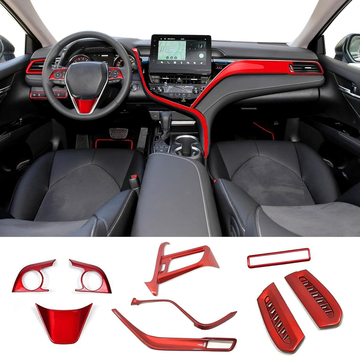 Carbon Fiber Black 10Pcs Car Interior Trim Set V8311