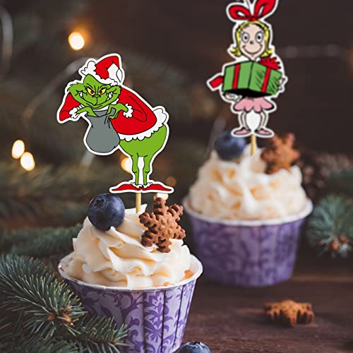 48Pcs Christmas Cupcake Toppers & Cake Decorations B366410