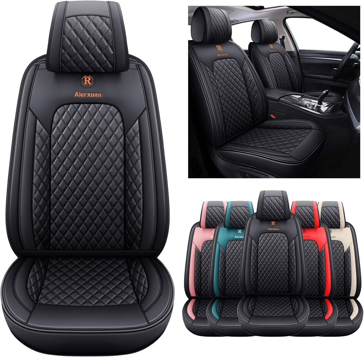 2 PCS Front Leather Waterproof Universal Seat Covers I93601