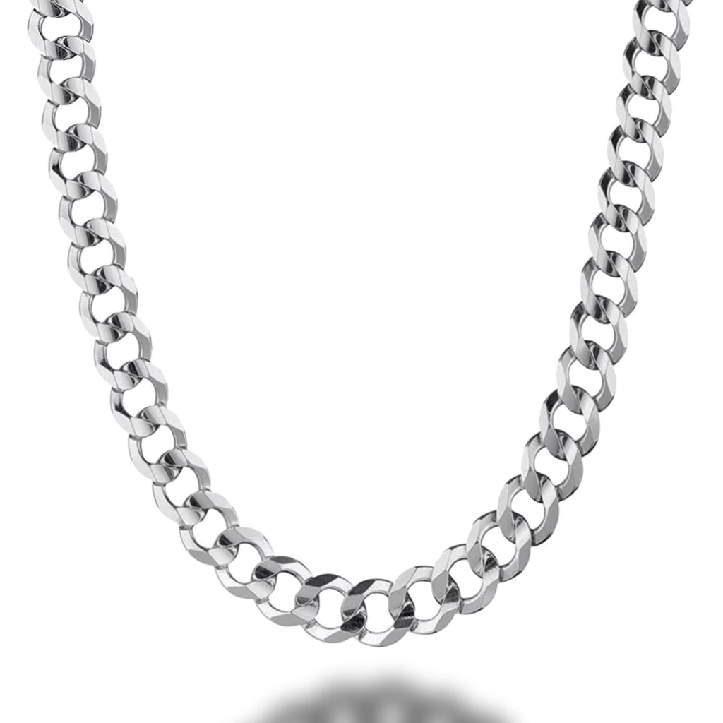 925 Sterling Silver 8mm Solid Curb Chain Necklace C76053
