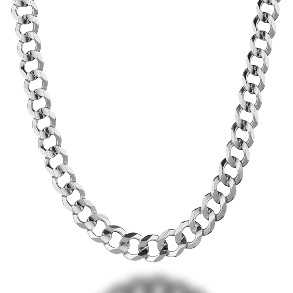 925 Sterling Silver 8mm Solid Curb Chain Necklace C76053