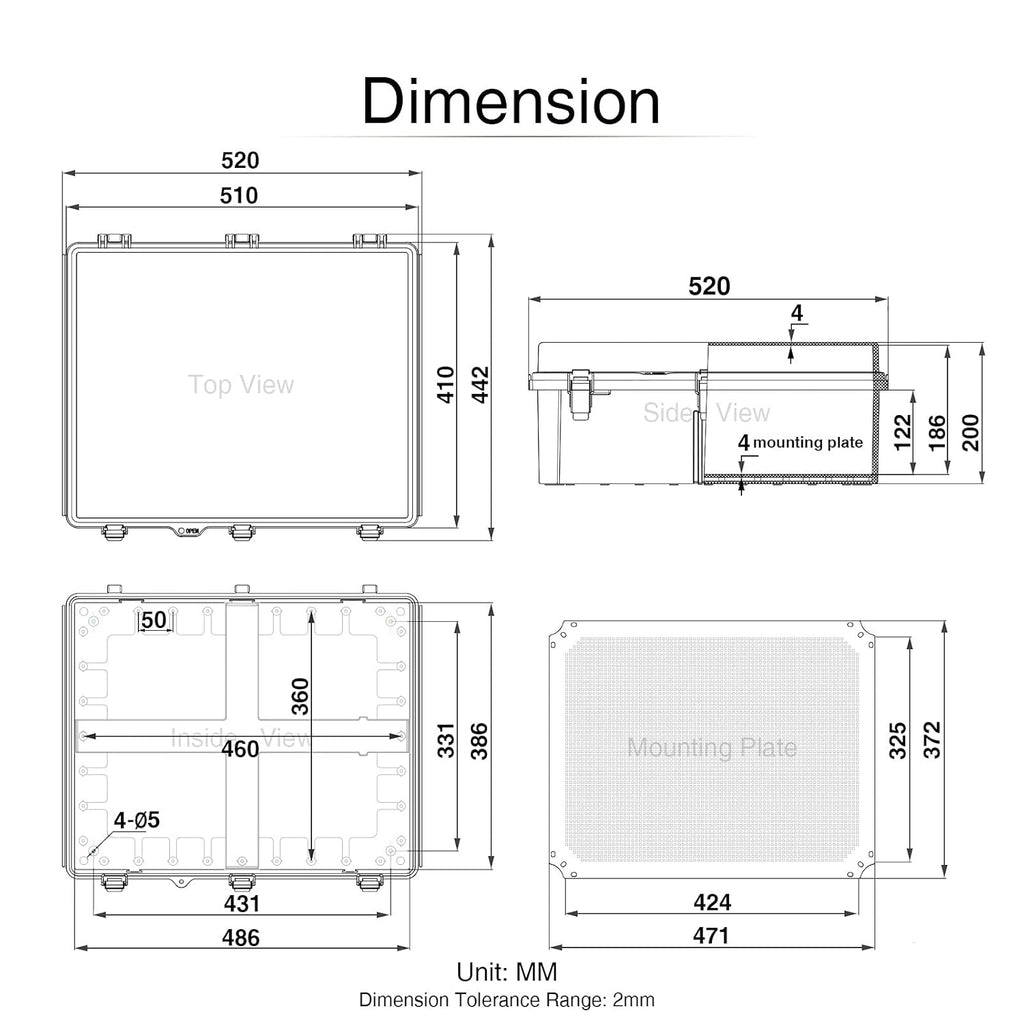 Junction Box with Mounting Plate, IP67 Waterproof ABS Plastic Grey G113