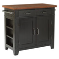 Black Kitchen Island with Vintage Oak Top E70097
