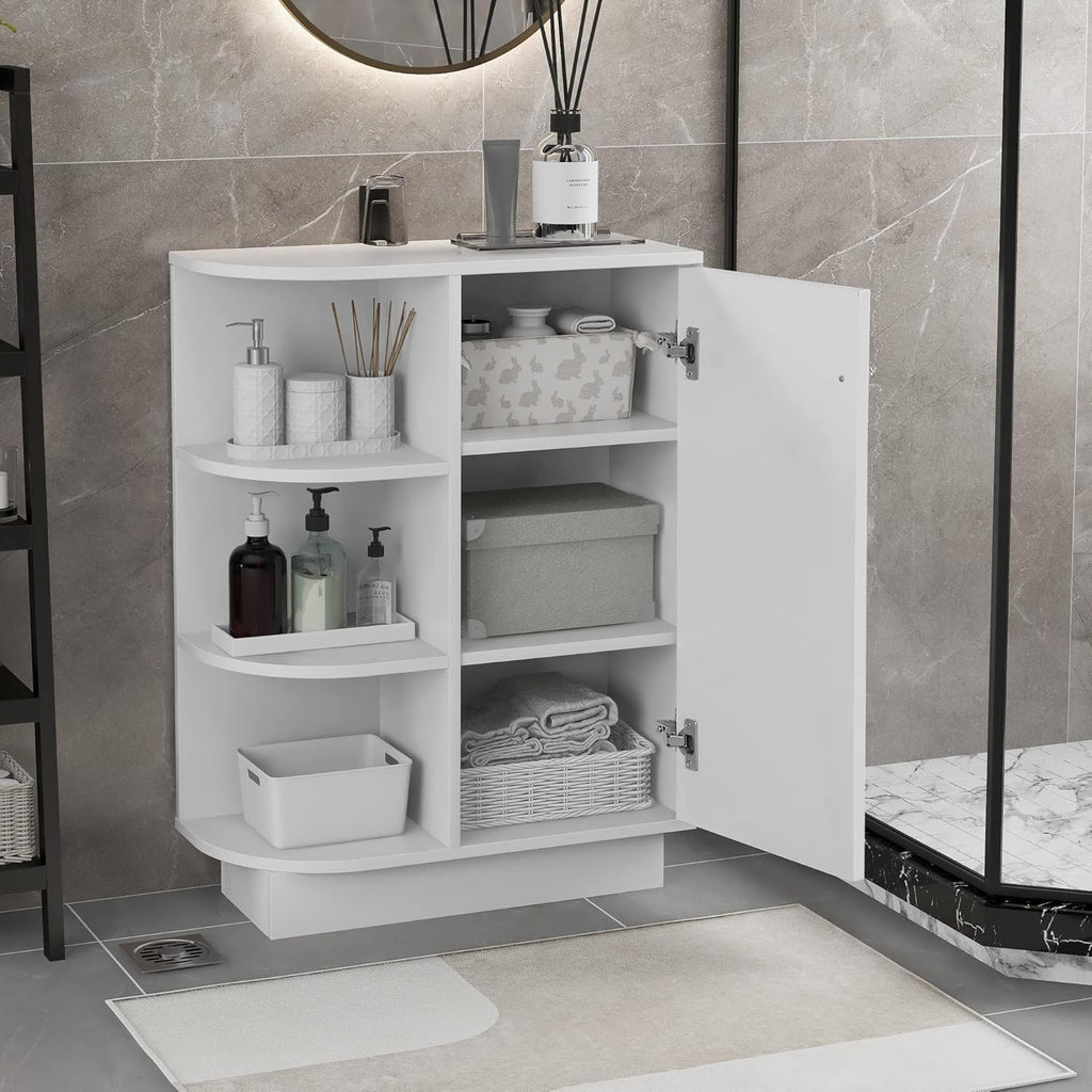 White Freestanding Organizer Cabinet with Adjustable Shelves C27075