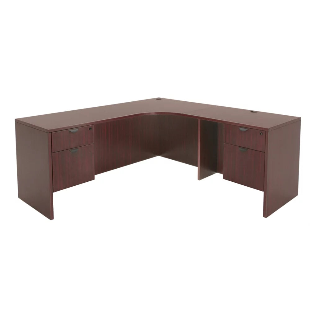 71" Double Pedestal Right Corner Credenza Mahogany R715