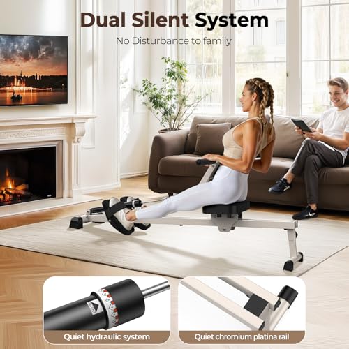 Compact Adjustable Rowing Machine 300LBS Weight Capacity 12 Levels Resistance Foldable Hydraulic Rower I565013